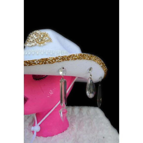 Gold & White Glass Hanging Cowgirl Hat main image 4
